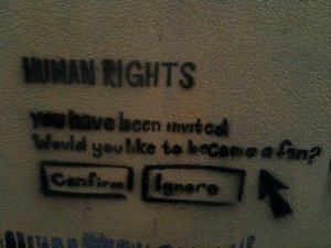 Human Rights is damn popular, she even has a stencilled Facebook.;)